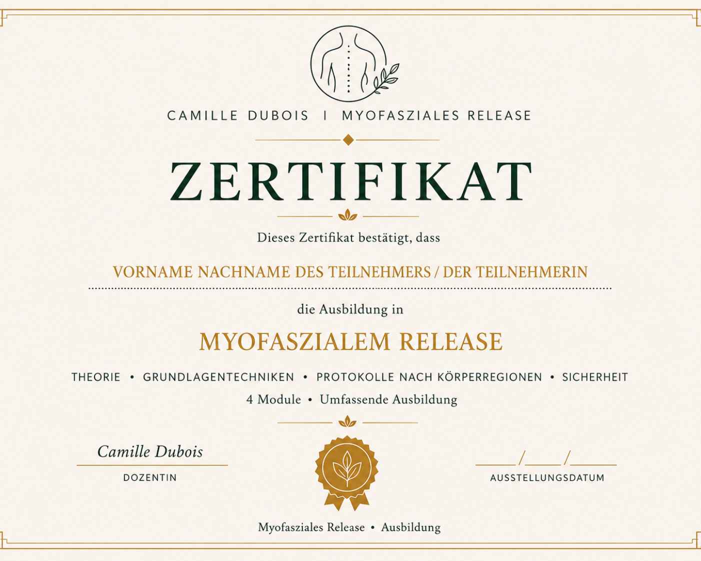 Zertifikat Camille Dubois
