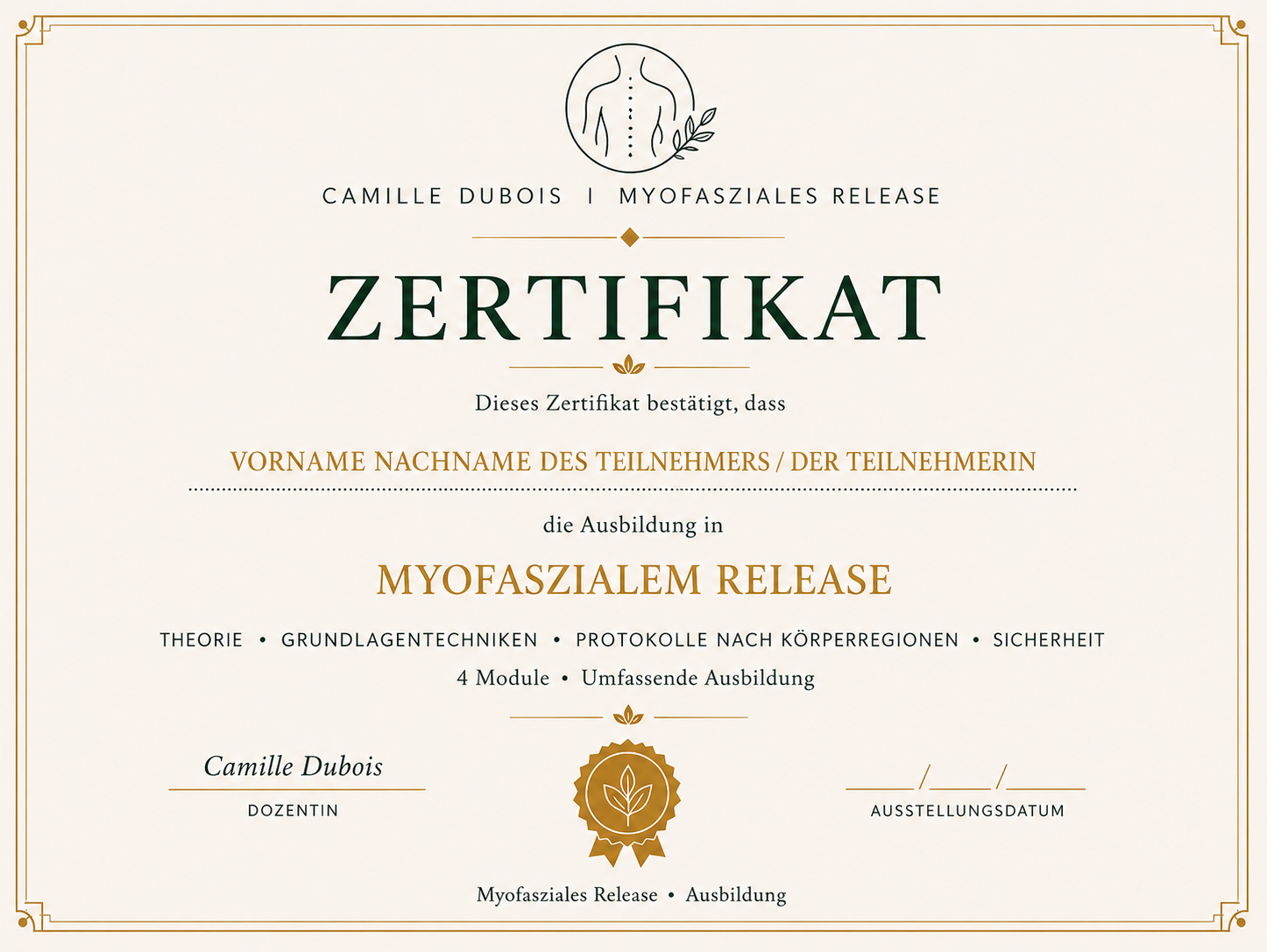 Zertifikat Camille Dubois